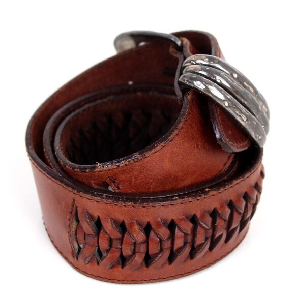 Eddie Bauer BROWN GENUINE LEATHER 1 5/8"Wd DRESS CASUAL WOMEN'S BELT Sz L (R67 - Picture 3 of 12